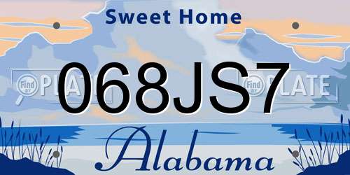 068JS7 Alabama License Plate
