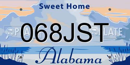 068JST Alabama License Plate