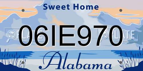 06IE970 Alabama License Plate