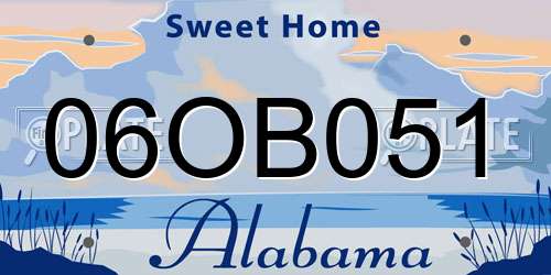 06OB051 Alabama License Plate