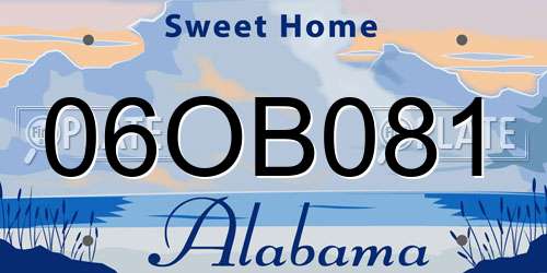 06OB081 Alabama License Plate