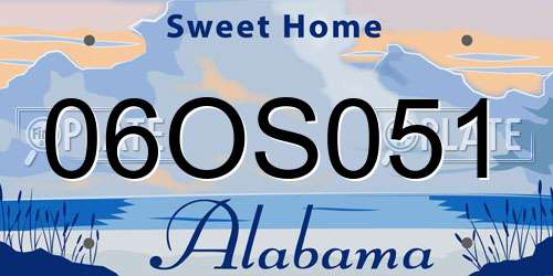 06OS051 Alabama License Plate