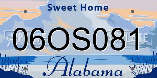 06OS081 Alabama License Plate