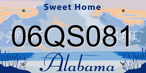 06QS081 Alabama License Plate