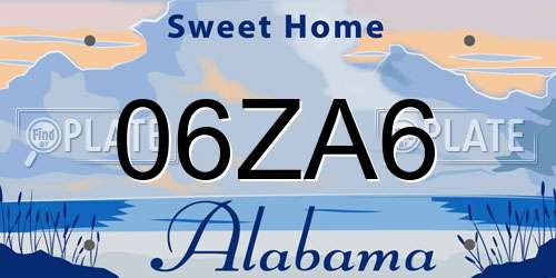 06ZA6 Alabama License Plate