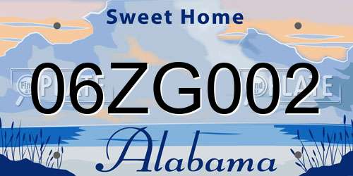 06ZG002 Alabama License Plate