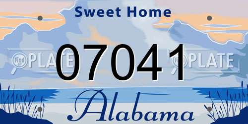 07041 Alabama License Plate