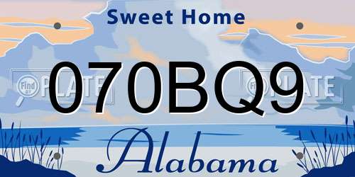 070BQ9 Alabama License Plate