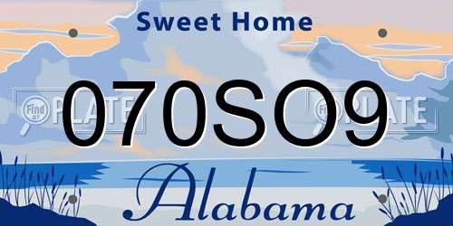 070SO9 Alabama License Plate