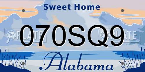 070SQ9 Alabama License Plate
