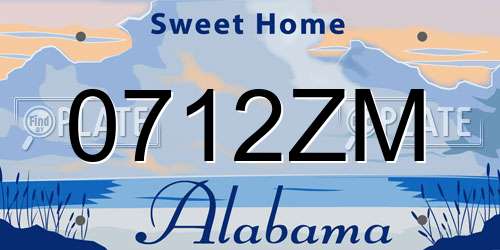 0712ZM Alabama License Plate