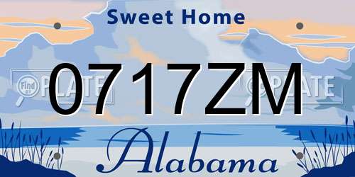 0717ZM Alabama License Plate