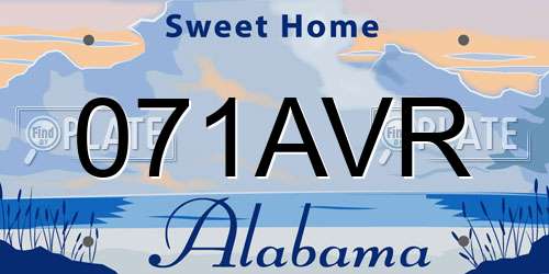 071AVR Alabama License Plate