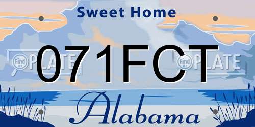 071FCT Alabama License Plate