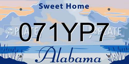 071YP7 Alabama License Plate