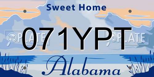071YPT Alabama License Plate