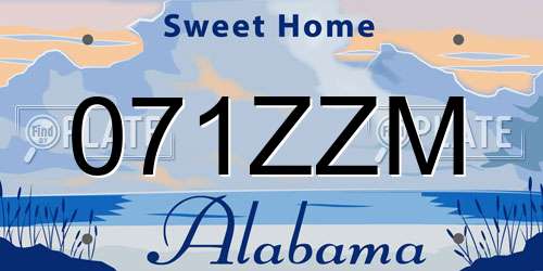 071ZZM Alabama License Plate