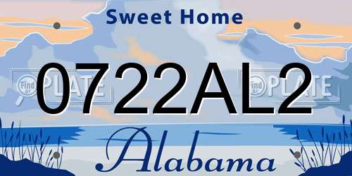 0722AL2 Alabama License Plate