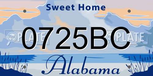 0725BC Alabama License Plate