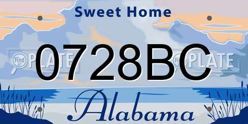 0728BC Alabama License Plate