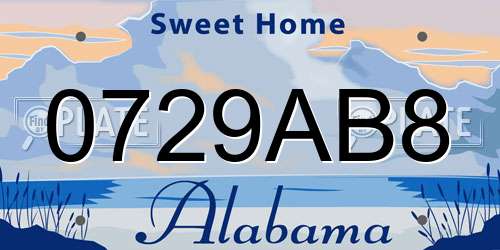 0729AB8 Alabama License Plate