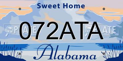 072ATA Alabama License Plate