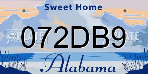 072DB9 Alabama License Plate