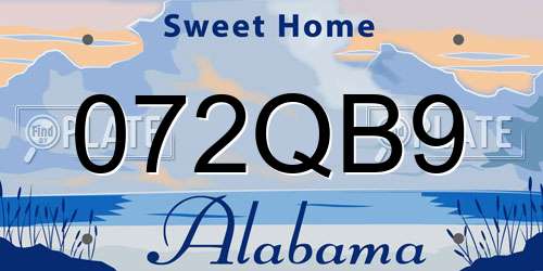 072QB9 Alabama License Plate