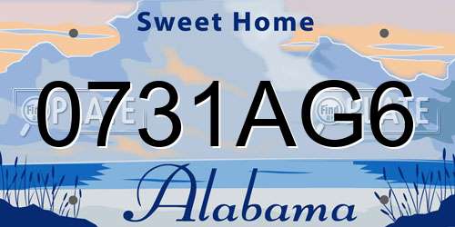 0731AG6 Alabama License Plate