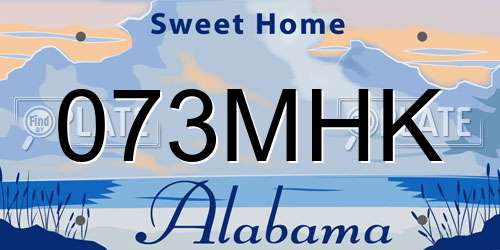 073MHK Alabama License Plate