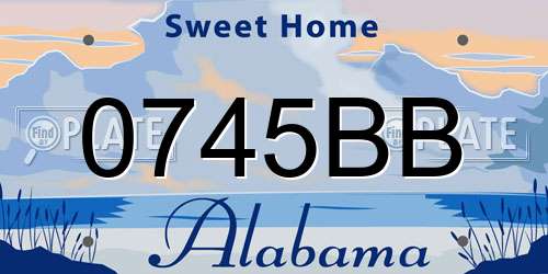 0745BB Alabama License Plate