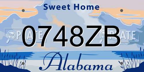 0748ZB Alabama License Plate