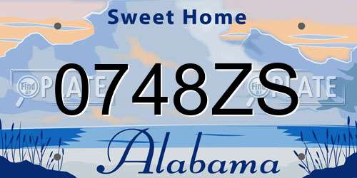 0748ZS Alabama License Plate