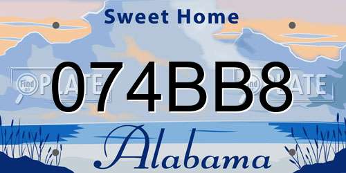 074BB8 Alabama License Plate