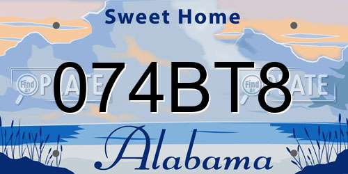 074BT8 Alabama License Plate
