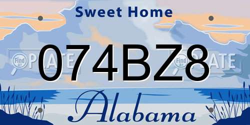 074BZ8 Alabama License Plate