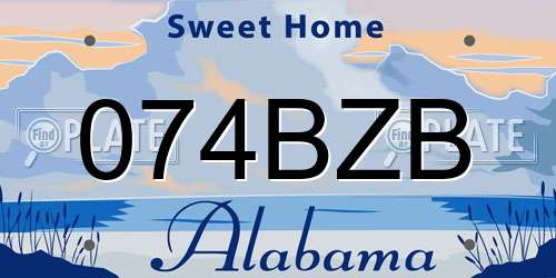 074BZB Alabama License Plate