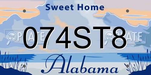 074ST8 Alabama License Plate
