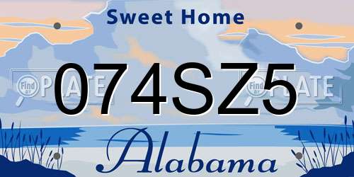 074SZ5 Alabama License Plate
