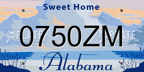 0750ZM Alabama License Plate