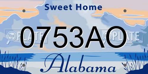 0753AO Alabama License Plate