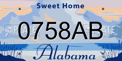 0758AB Alabama License Plate