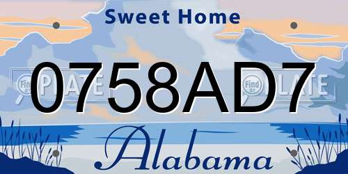0758AD7 Alabama License Plate