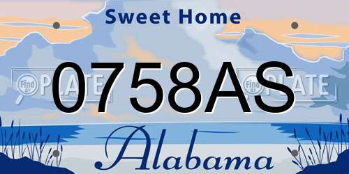 0758AS Alabama License Plate