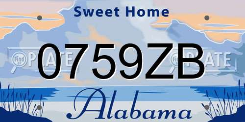 0759ZB Alabama License Plate