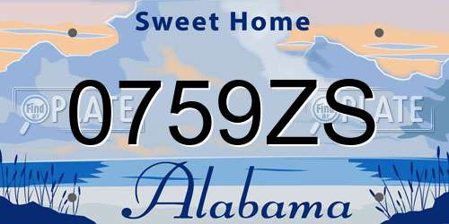 0759ZS Alabama License Plate