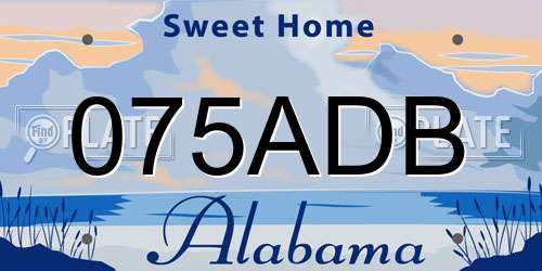 075ADB Alabama License Plate
