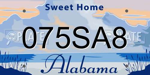 075SA8 Alabama License Plate