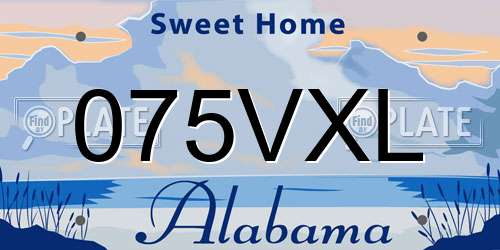 075VXL Alabama License Plate