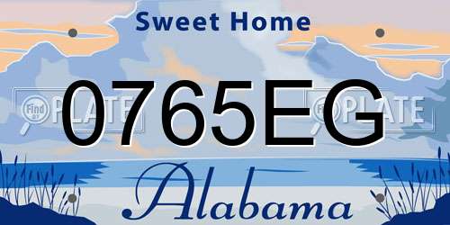0765EG Alabama License Plate